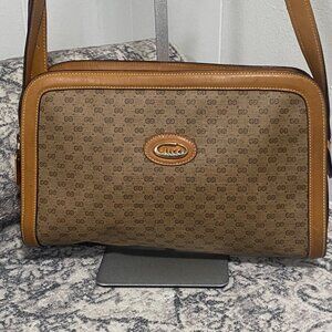 Vintage Gucci Micro GG Supreme Crossbody Bag in Mustard Brown